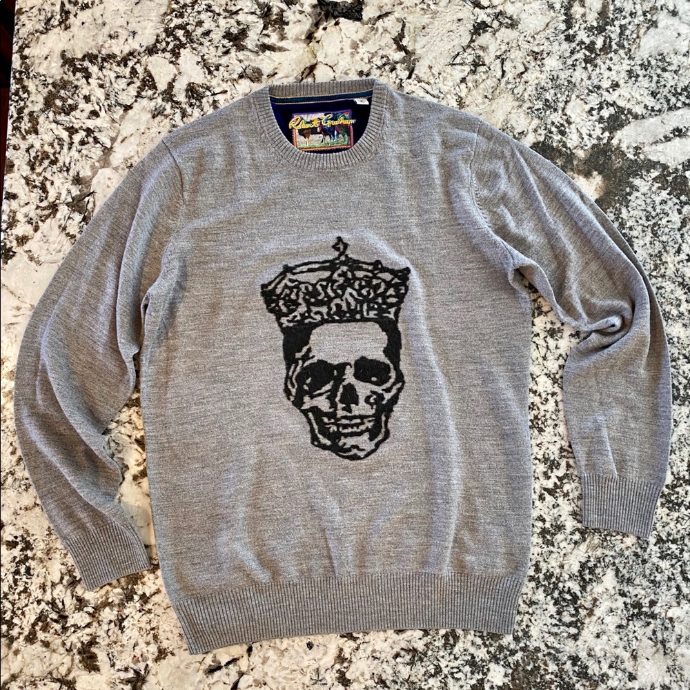 Robert Graham Men’s Sz Small Wool Sweater w Skull